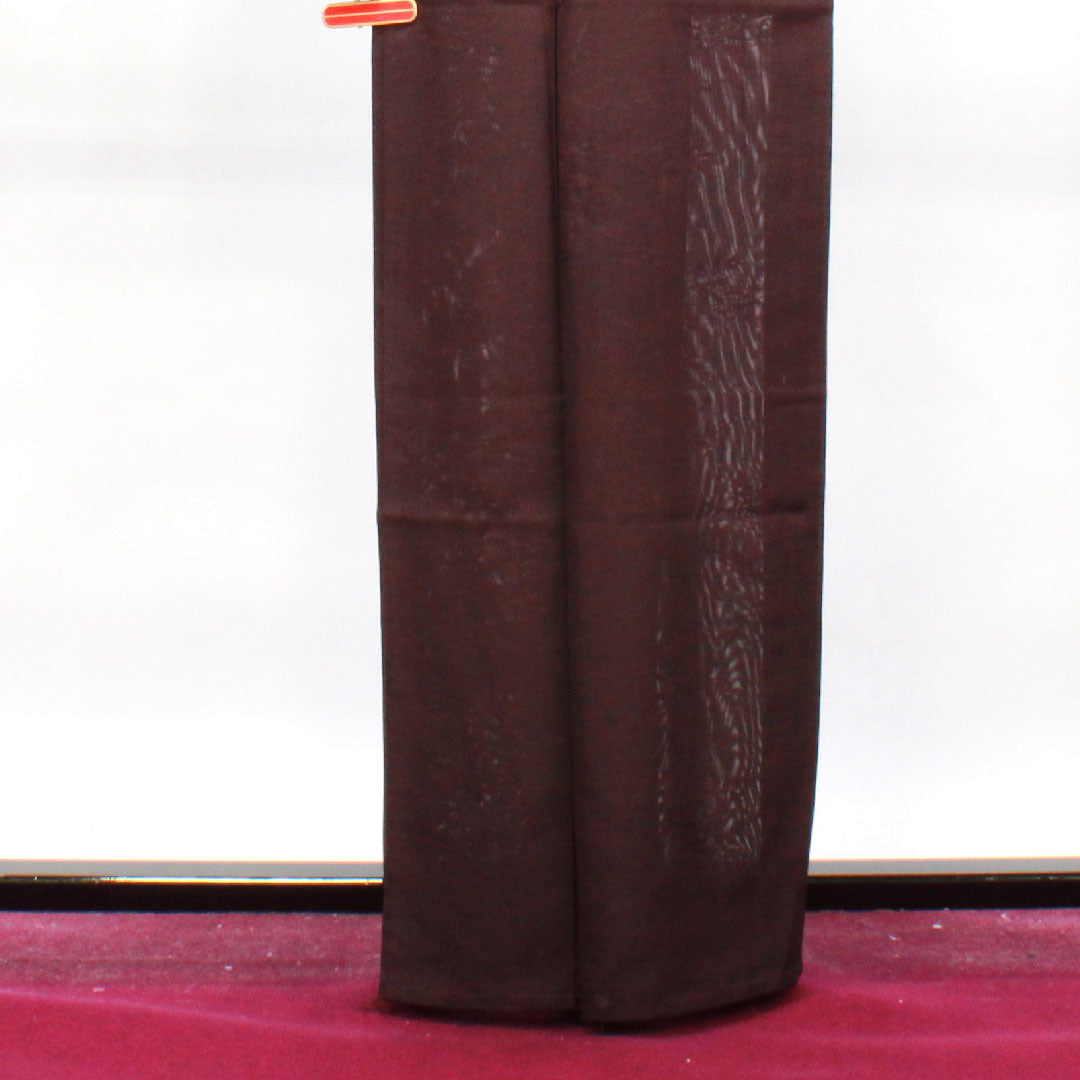 夏物 正絹 色無地 身丈163cm 裄丈64cm 至極色(しごくいろ) 流水 笹 絽 Sランク 紫系 1132001402420