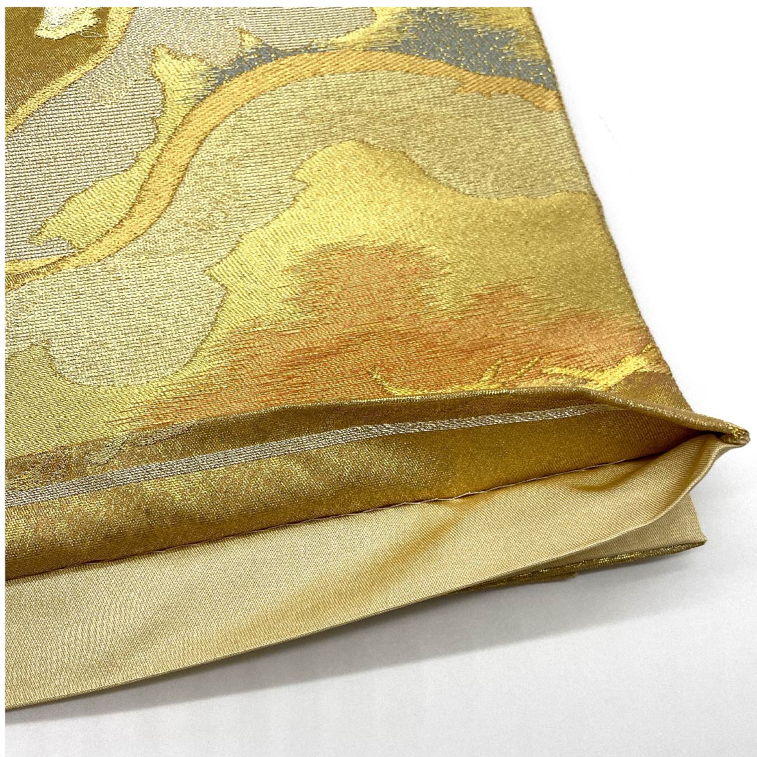袋帯 金色 松 帯丈436cm 正絹 Sランク 六通 フォーマル 金系 1123006612321