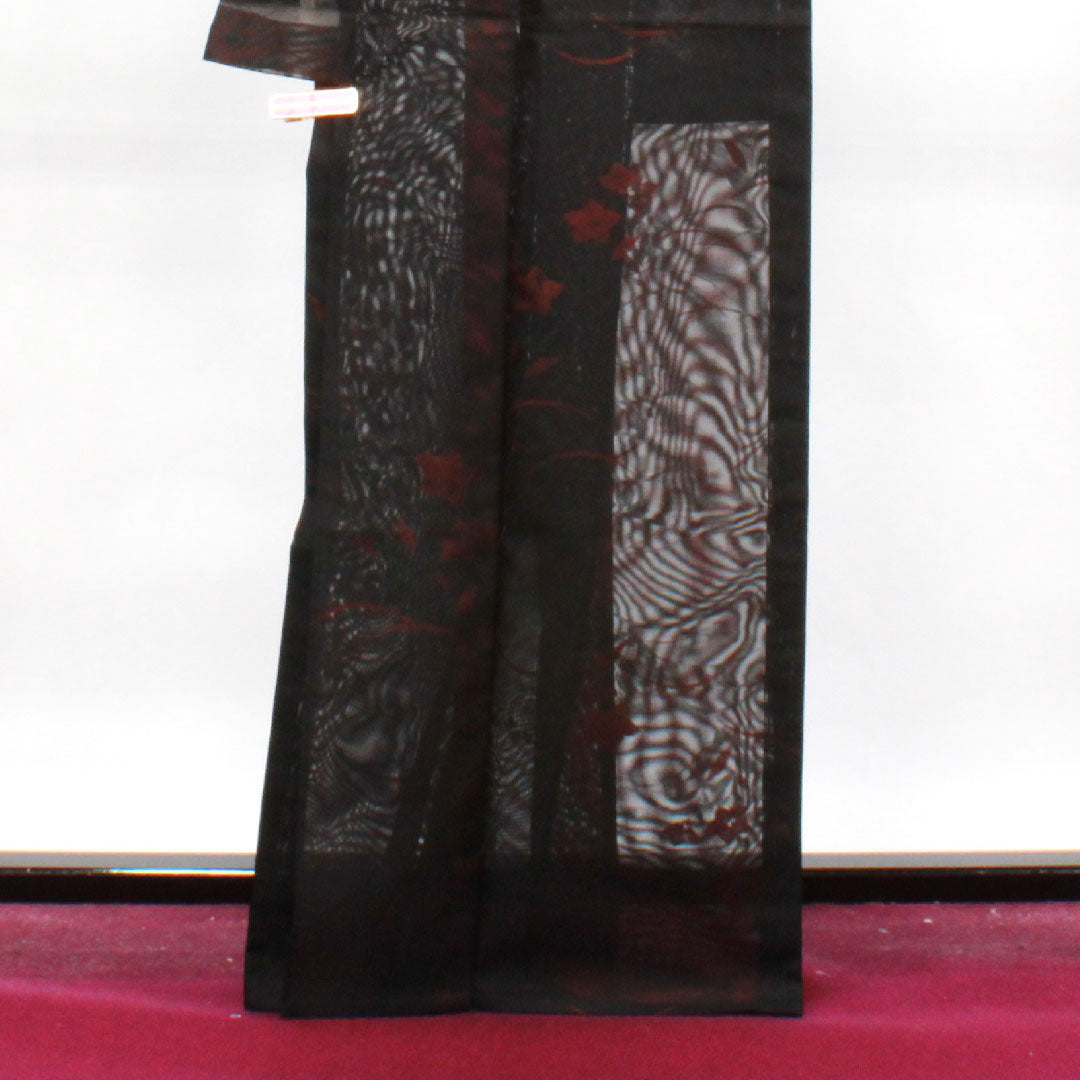 夏物 正絹 色無地 身丈167cm 裄丈63.5cm 桔梗 露草 紗 Sランク 赤系 1132001162512