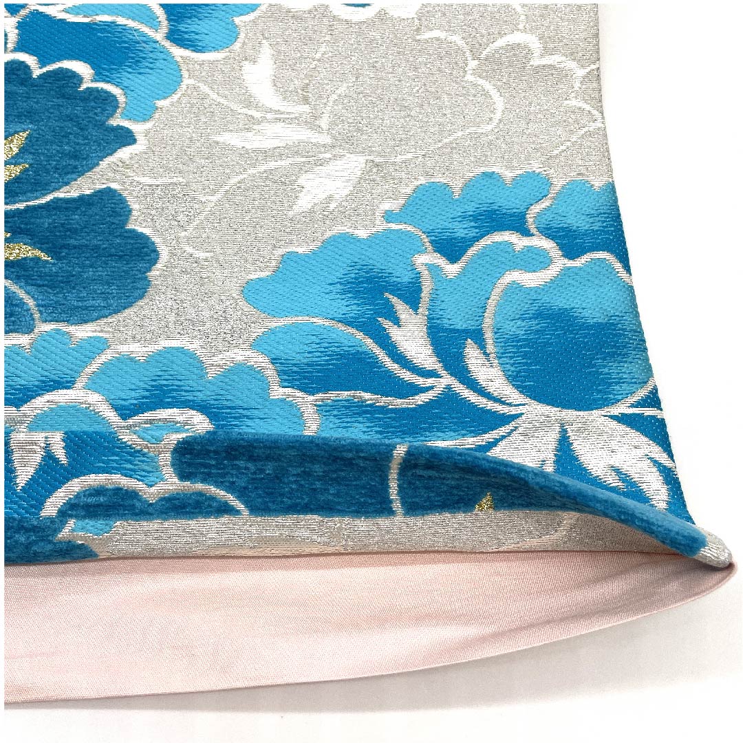 袋帯 銀色 花模様 帯丈430cm 正絹 Sランク 六通 フォーマル 銀系 1123009732322