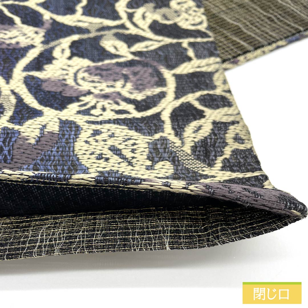 袋帯 正絹 瞑色色(めいしょくいろ) 花唐草 市松 帯丈448cm Sランク 六通 カジュアル グラデーション系 1123011552399