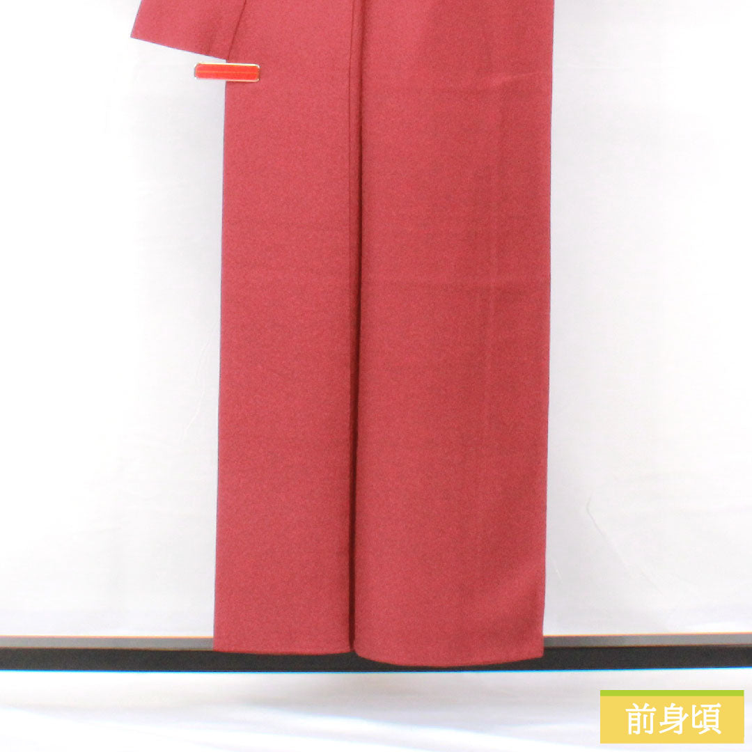 色無地 正絹 身丈154.4cm 裄丈63cm 蘇芳色(すおういろ) 一つ紋 丸に違い鷹の羽 作家物 袷 Sランク 紫系 1114001782220