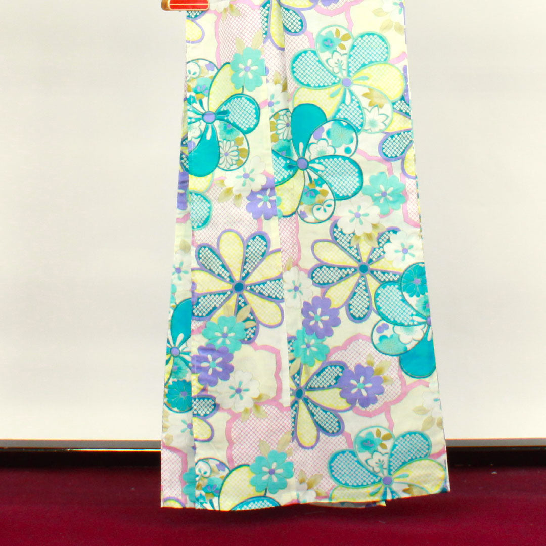 浴衣 ねじり梅 菊 橘 木綿 Sランク 単衣 身丈162.5cm 裄丈62.5cm グラデーション系 1118002662499