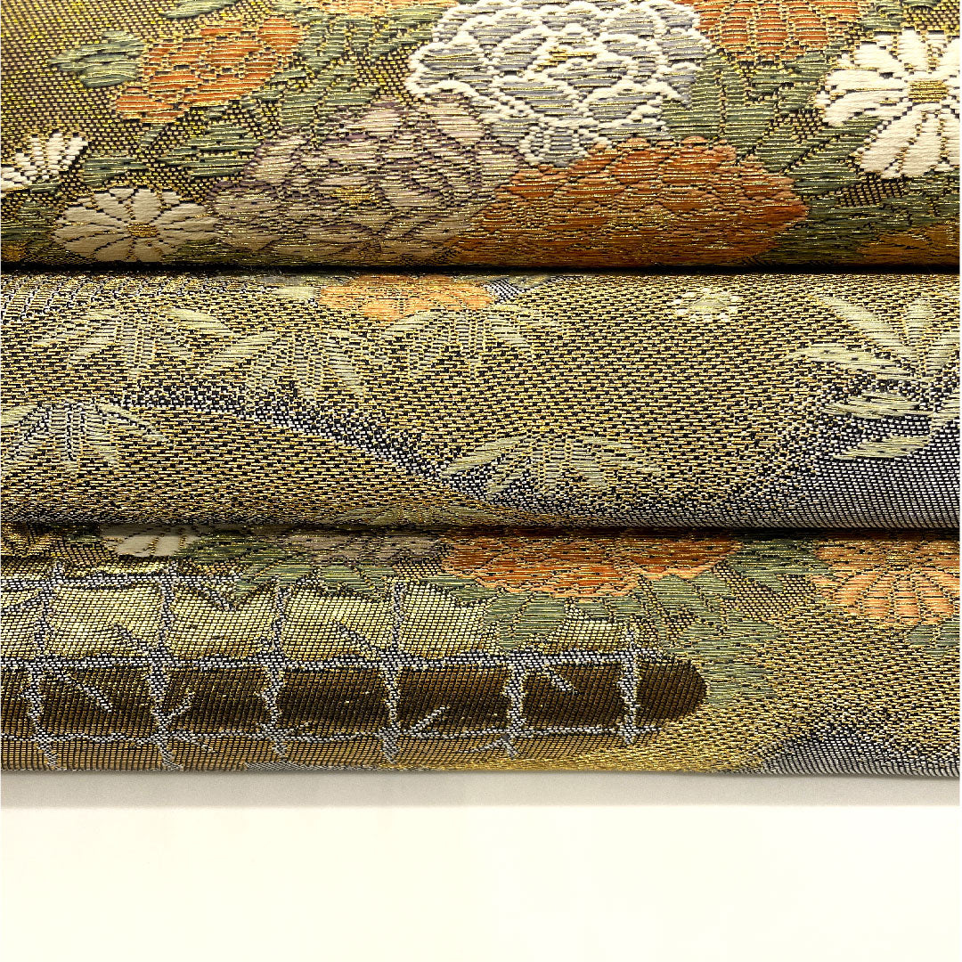 袋帯 花車 帯丈430cm 正絹 Sランク 六通 フォーマル グレー系 1123002702322