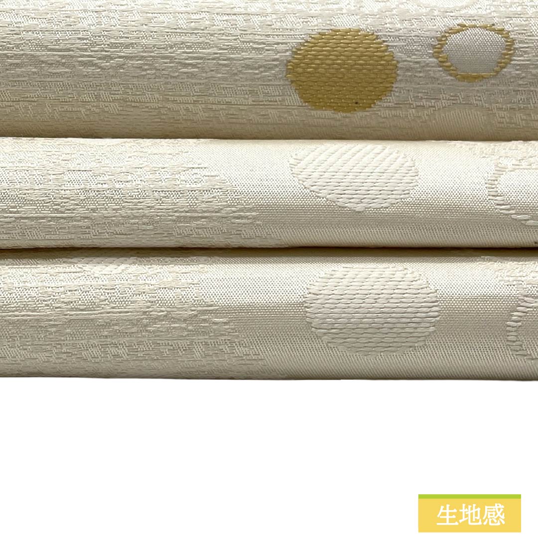 名古屋帯 正絹 Sランク 名古屋仕立て 乳白色(にゅうはくしょく) ドット 幾何学模様 帯丈364cm 六通 カジュアル クリーム系 1124014632315