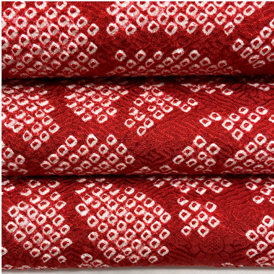 名古屋帯 紅赤色 絞り 小花模様 帯丈352cm 正絹 Sランク 六通 カジュアル 赤系 1124004872312 名古屋仕立て