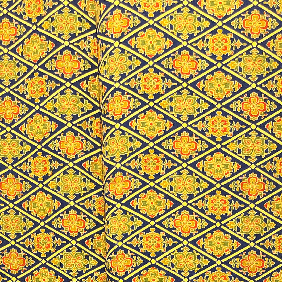 小紋 身丈156cm 裄丈59cm 袷 紺瑠璃色 華文 正絹 Aランク 紺系 1115002673318