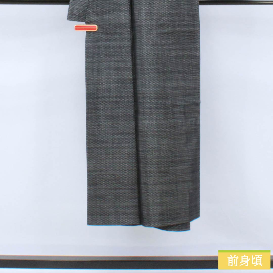 男物 正絹 Bランク 身丈140cm 裄丈65cm 青褐色(あおかちいろ) 横双絣 大島紬 アンサンブル 袷 紺系 1119001364418