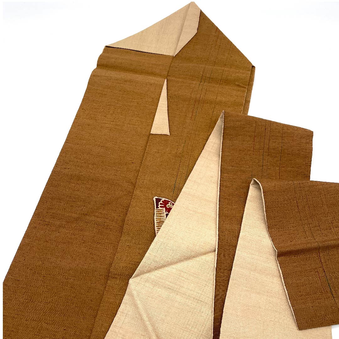名古屋帯 茶色 かんざし つげぐし 染帯 帯丈372cm 正絹 Sランク ポイント柄 カジュアル 茶系 1124003162314 名古屋仕立て