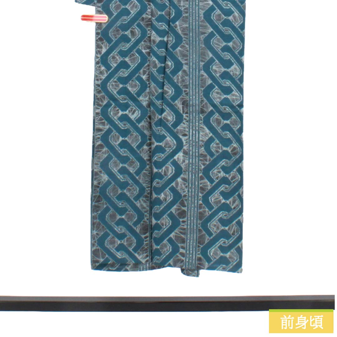 メンズ浴衣 木綿 Sランク 身丈144.5cm 裄丈72cm 素鼠色(すねずいろ) 吉原つなぎ 縞 単衣 グレー系 1138001032422