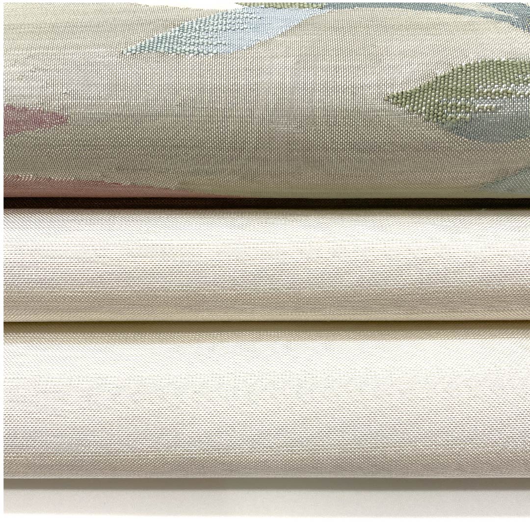 袋帯 胡粉色(ごふんいろ) 抽象模様 すくい技法 帯丈442cm 正絹 Sランク ポイント柄 カジュアル 白系 1123003002311