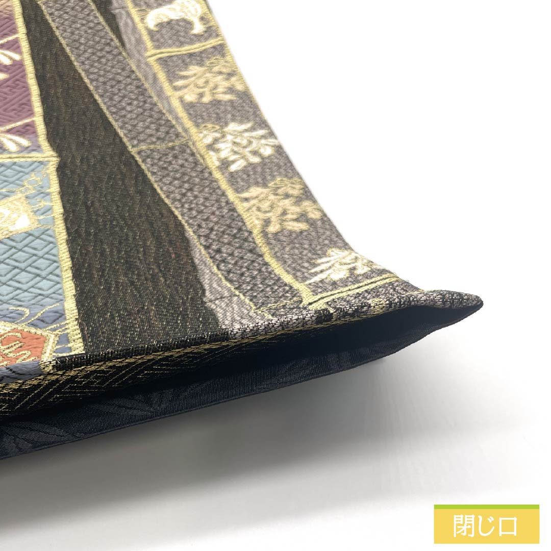 袋帯 正絹 Sランク 吉祥百寿瑞竹文 一図全通網羅錦 帯丈444cm 全通 フォーマル 黒系 1123015262310