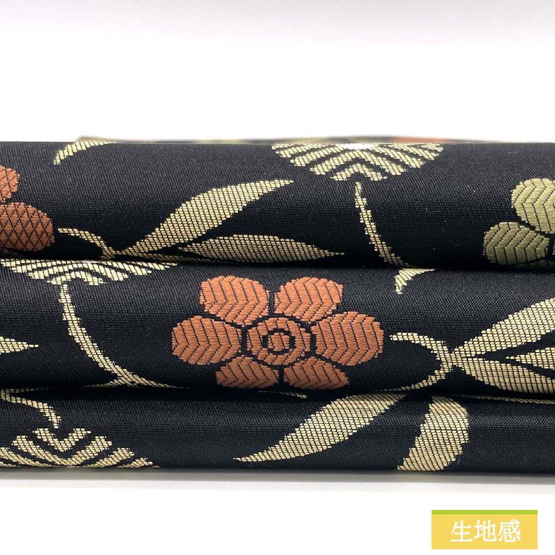 名古屋帯 唐花 帯丈366cm 正絹 Sランク 六通 セミフォーマル 黒系 1124008482310 名古屋仕立て