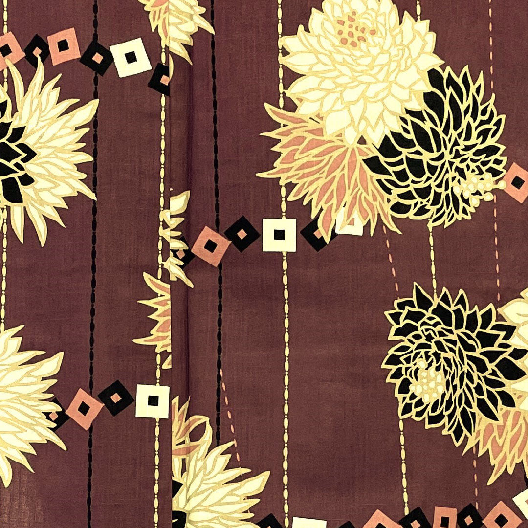 (新古品)浴衣 菊 木綿 Sランク 単衣 身丈163.5cm 裄丈67cm 紫系 1118000152420