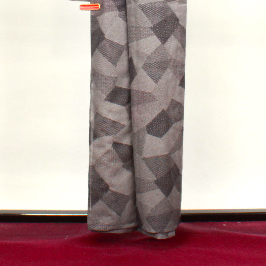 夏物 ポリエステル 小紋 身丈158cm 裄丈62cm 紫烏色(しうしょく) 洗える着物 江戸小紋 絽 Sランク 紫系 1132000722320