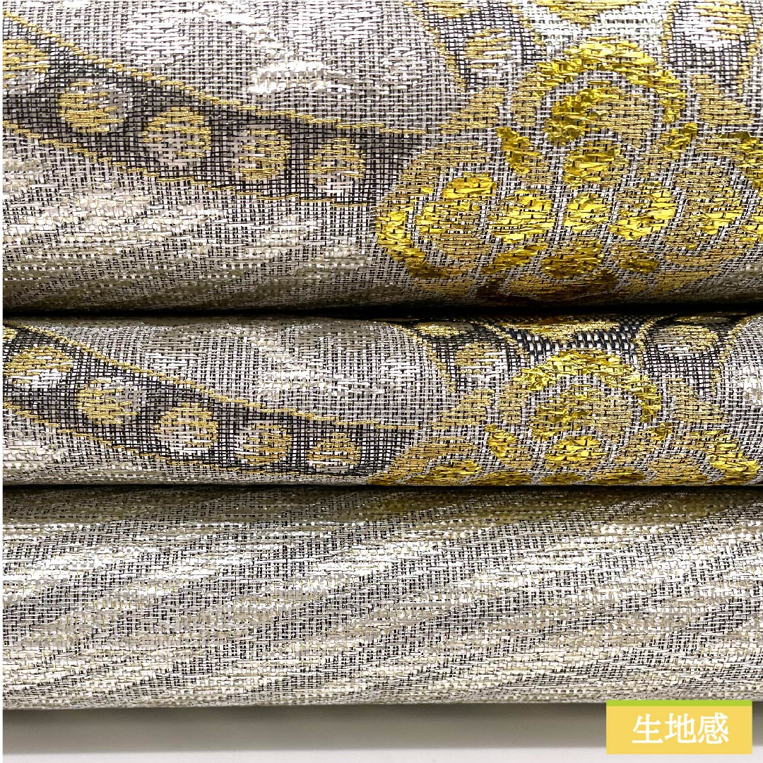 袋帯 正絹 水銀色(すいぎんいろ) 正倉院花鳥文錦 帯丈436cm Sランク 全通 フォーマル 銀系 1123012002322