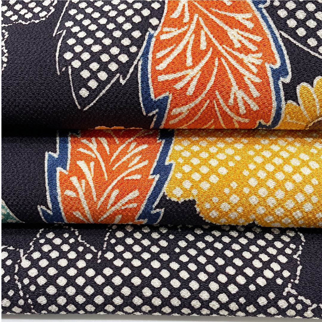 名古屋帯 紫黒色 京紅型 栗山工房 花柄 帯丈372cm 正絹 Sランク ポイント柄 カジュアル 紫系 1124005222320 名古屋仕立て