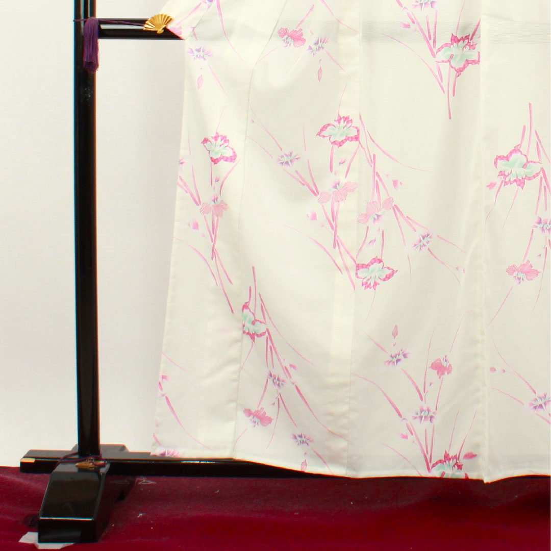 Summer item, polyester, small pattern, length 160.5cm, sleeve length 61.5cm, iris, basting thread included, unused item, silk gauze, S rank, white, 1132001362411