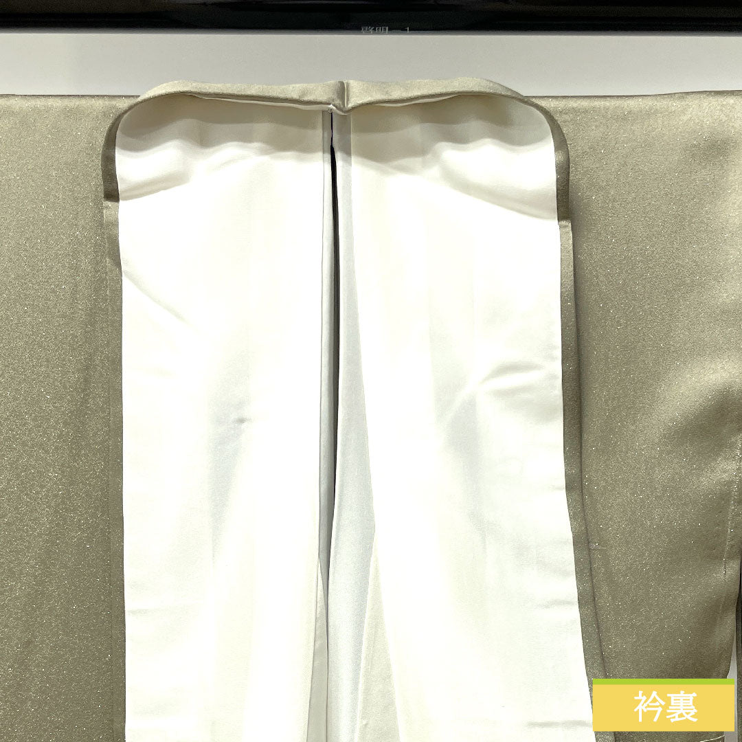 訪問着 正絹 袷 身丈162.5cm 裄丈67cm 砂色 銀通し MIKUMOコレクション 手描き ろうけつ染め 抽象模様 Aランク グレー系 1112003363422