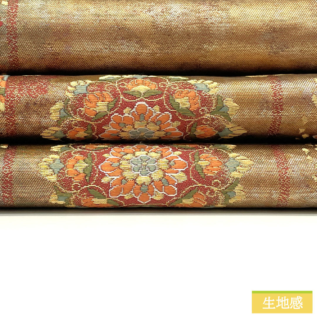 袋帯 正絹 Sランク 慶長柄 西陣織 格子取り 引箔 帯丈418cm 六通 フォーマル グラデーション系 1123016732399