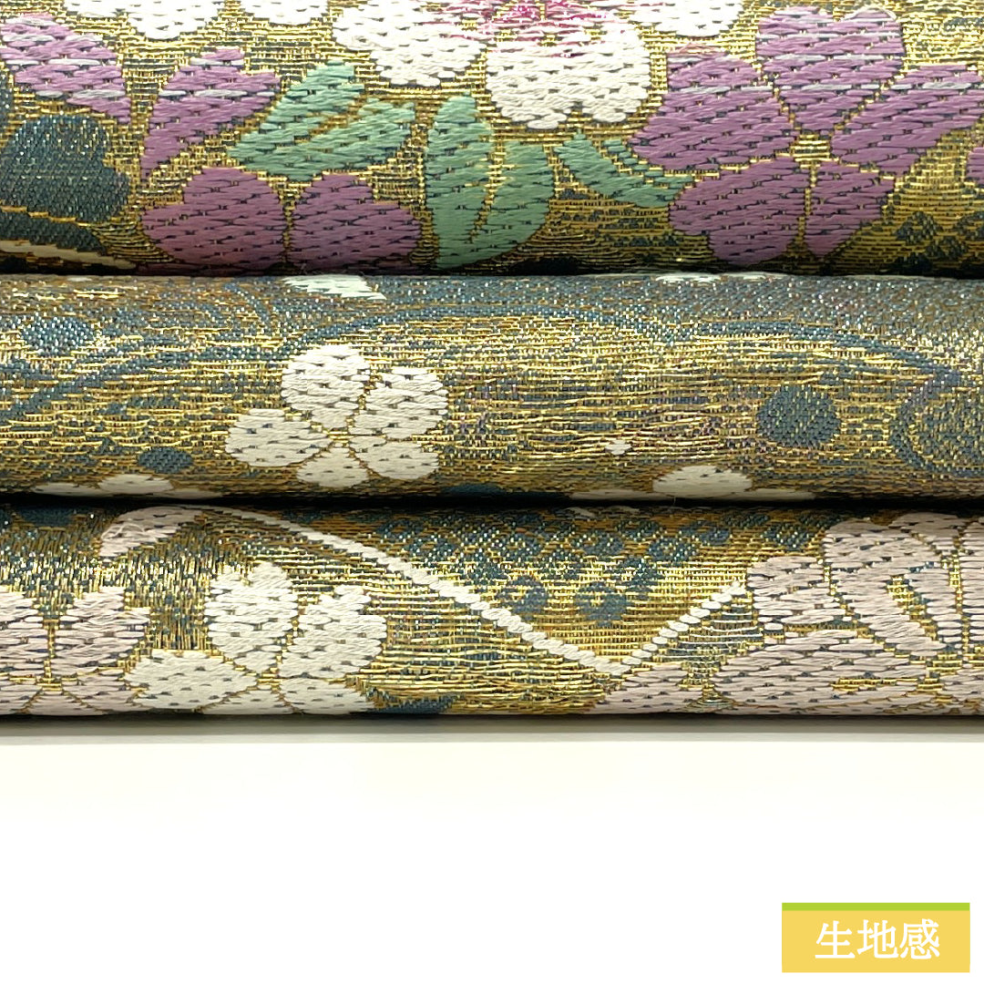 袋帯 正絹 Sランク リバーシブル 西陣織 桜 縞 帯丈464cm 六通 フォーマル グラデーション系 1123017262499