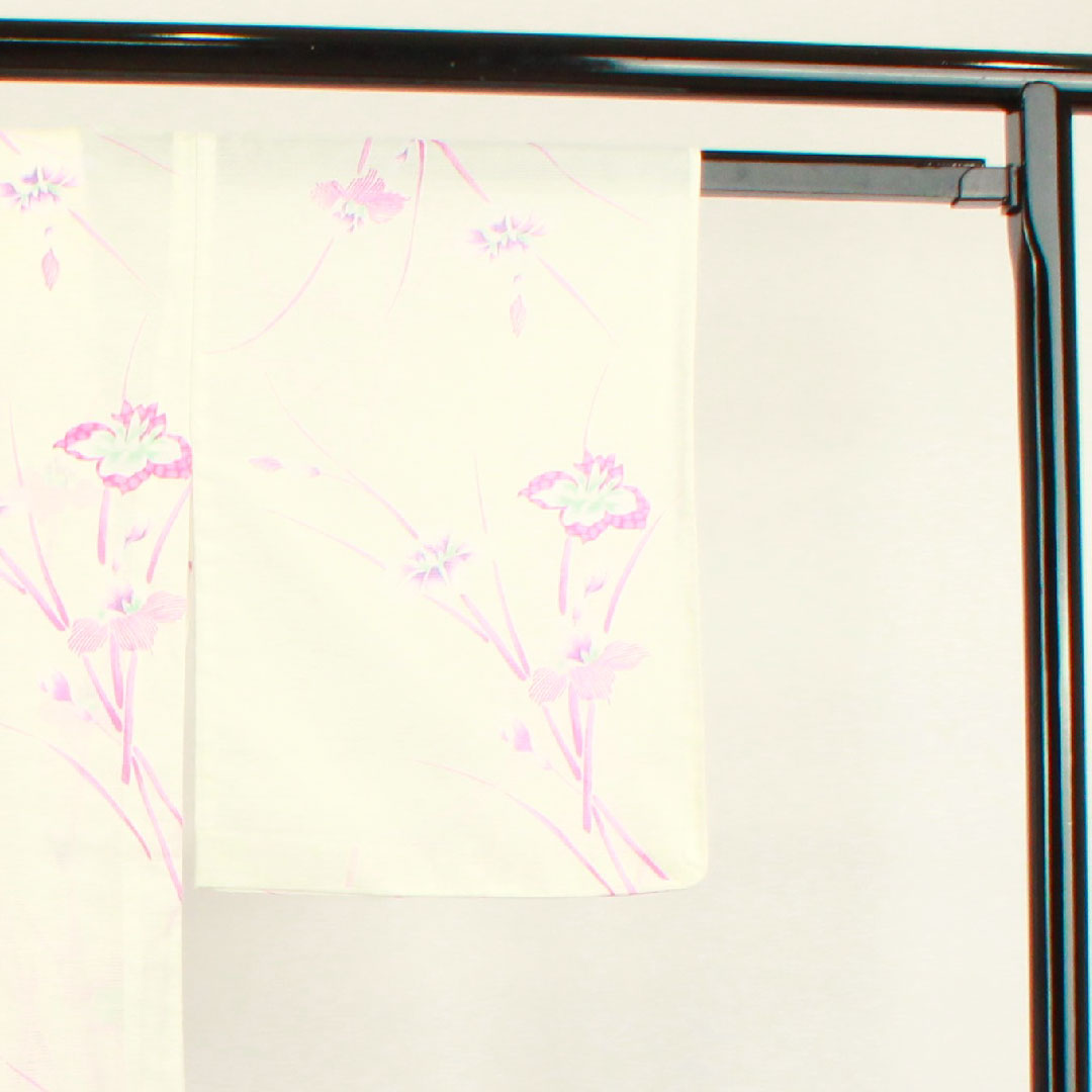 Summer item, polyester, small pattern, length 160.5cm, sleeve length 61.5cm, iris, basting thread included, unused item, silk gauze, S rank, white, 1132001362411