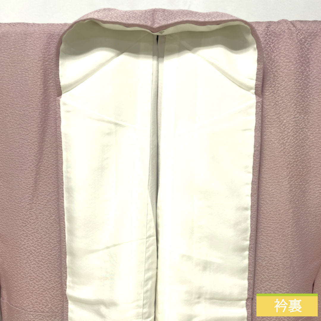 訪問着 正絹 袷 身丈149cm 裄丈62cm 薄藤色(うすふじいろ) 汕頭刺繡 蘇州刺繡 一つ紋 中陰五三桐 Sランク 紫系 1112005112120