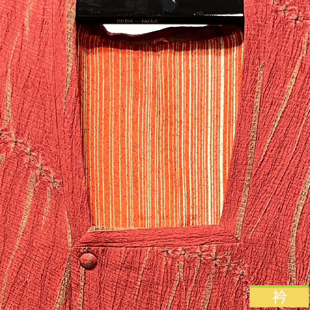 道行コート 正絹 身丈89cm 裄丈64cm 真紅色(しんくいろ) 絞り Sランク 袷 赤系 1117001022912