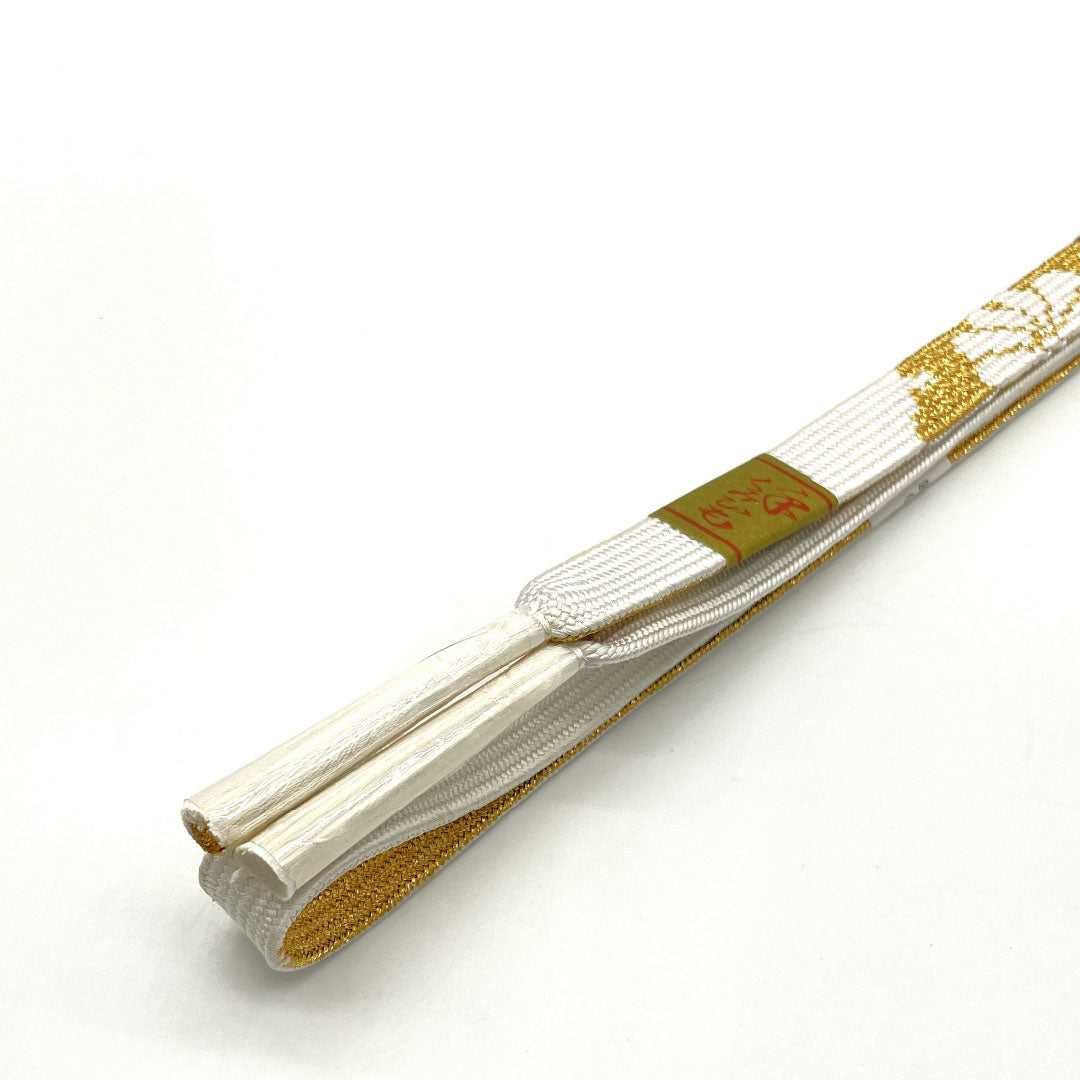 (新古品) 帯締め・帯揚げセット 正絹 Aランク 結婚式 披露宴 扇付き 長さ約158cm 幅約1.5cm 留袖用 白系 1141000033311