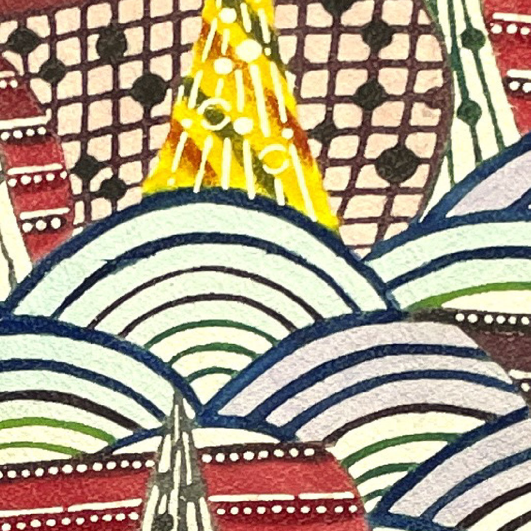 振袖 身丈163cm 裄丈65.5cm 袷 工芸品 京紅型 青海波 正絹 Sランク グラデ 1113000962499