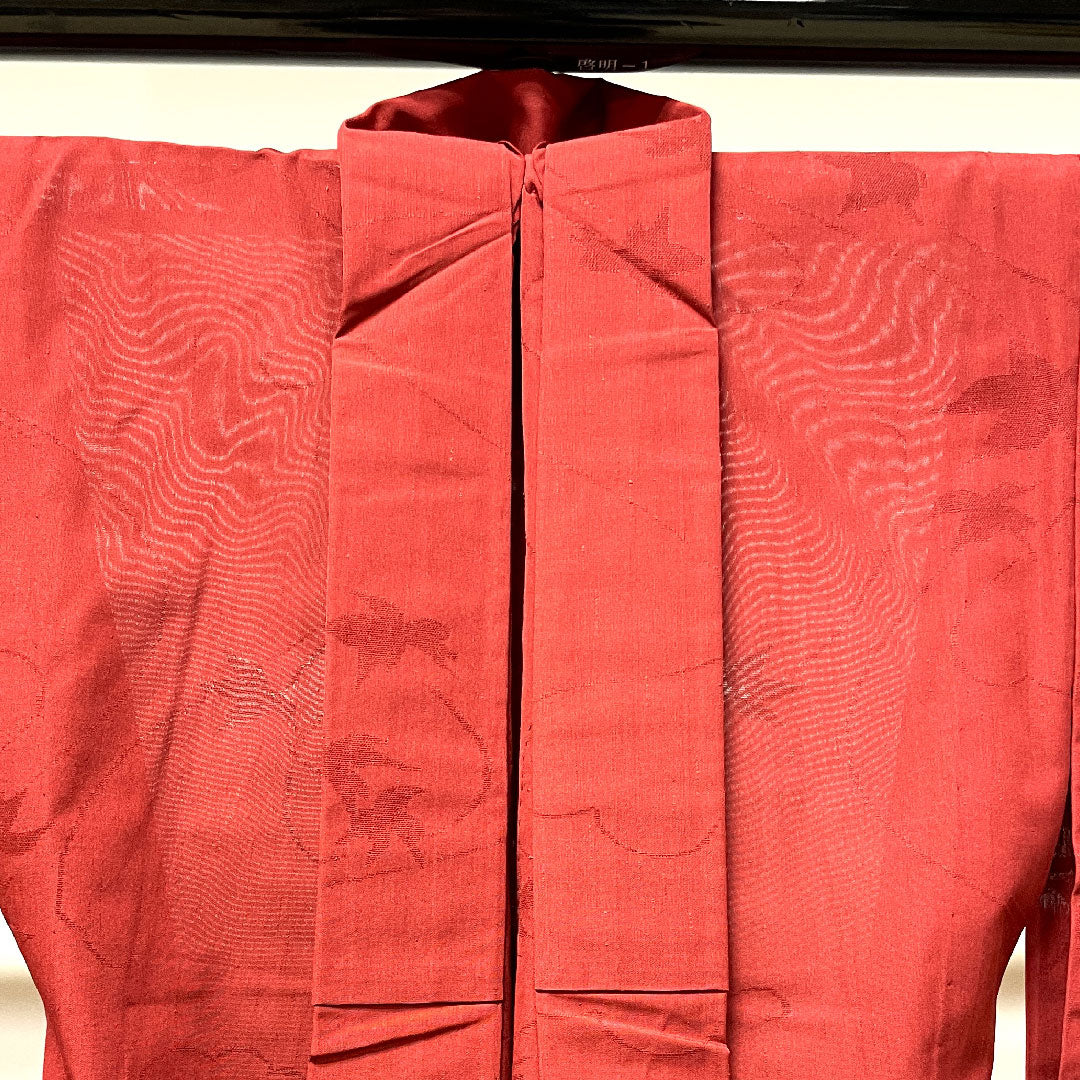 Summer item, pure silk, plain color, length 151.5cm, sleeve length 62cm, crimson, maple leaves, gauze, S rank, red, 1132001252212