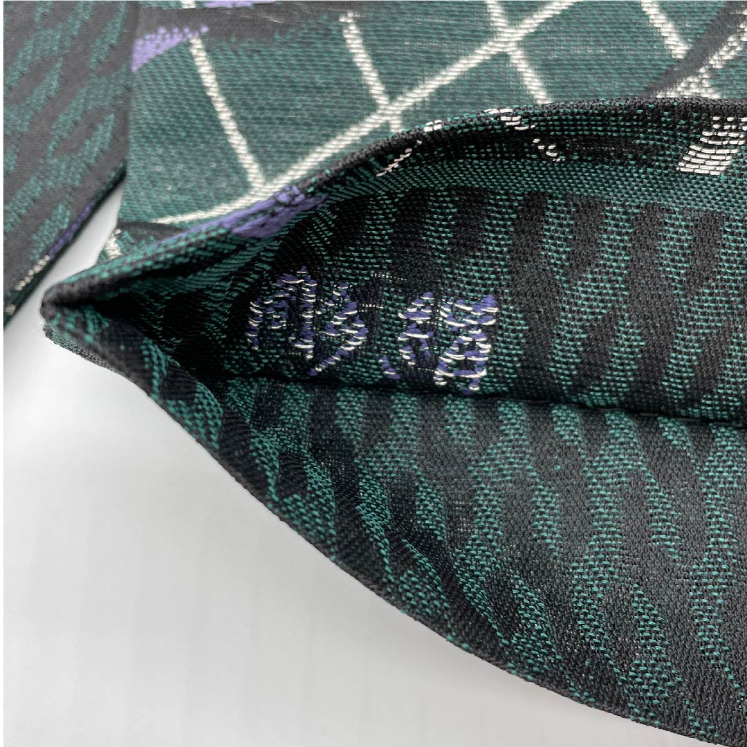 Fukuro Obi, Deep Green, Obihiro, Geometric Pattern, Length 446cm, Pure Silk, S Rank, Six-pass, Casual, Green, 1123009272319