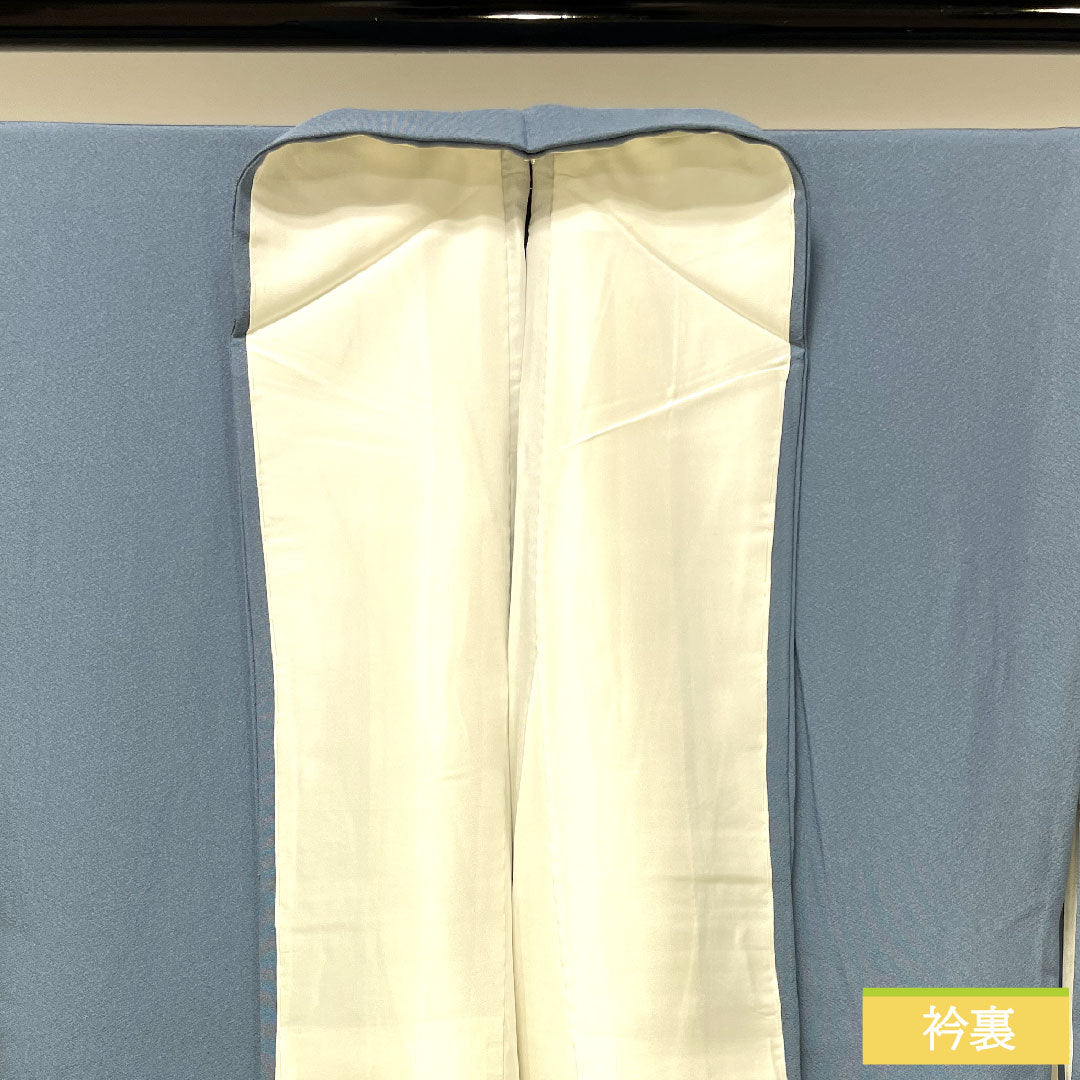 Plain color, pure silk, length 162cm, sleeve length 68.5cm, Oboronairo (oboronairo), plain color, basting thread included, unused, lined, S rank, blue 1114001252417