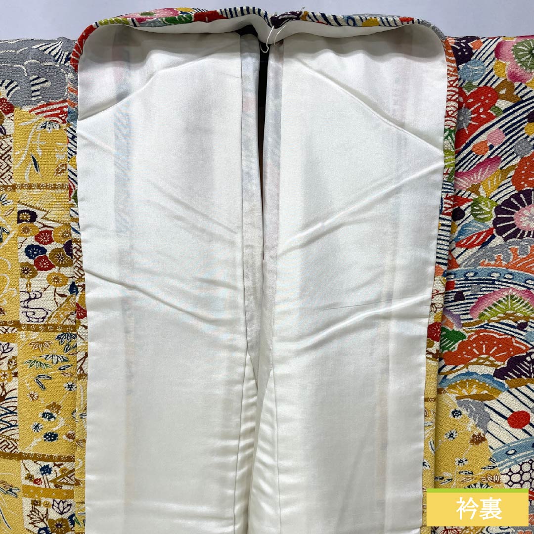 訪問着 正絹 Sランク 袷 身丈160cm 裄丈63cm 濃卵色(こいたまごいろ) 型染 吉祥文様 グラデーション系 1112006162499