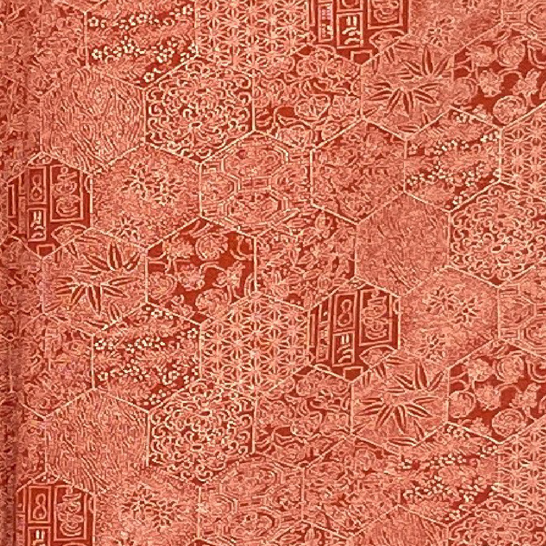 小紋 身丈164cm 裄丈64cm 袷 蝶と孔雀の羽 正絹 Sランク 朱系 1115000572316