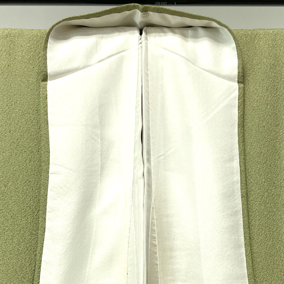 小紋 身丈153.5cm 裄丈62cm 袷 利休色 江戸小紋 作家物 鮫 正絹 Aランク 緑系 1115003443219