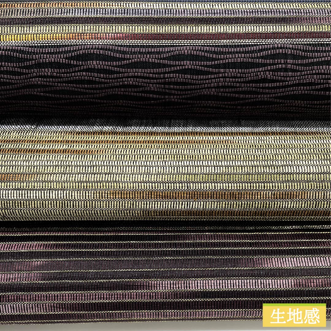 袋帯 錫色(すずいろ) 横段 シンプル 帯丈449cm 正絹 Sランク 全通 カジュアル グレー系 1123010182322