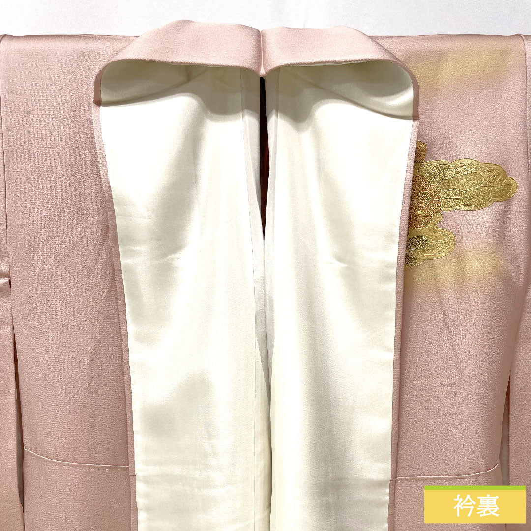 訪問着 正絹 袷 身丈156.5cm 裄丈62.5cm 今様色(いまよういろ) 京友禅 汕頭刺繡 花車 Sランク ピンク系 1112004942313