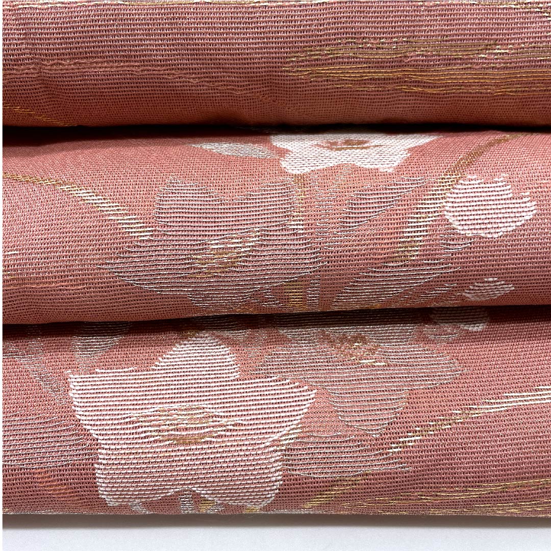 Fukuro Obi (light purple sappan) Summer Obi (belt) with bellflower and dew grass, summer wear, obi length 432cm, pure silk, A rank, six-pass, formal, pink, 1123007663313