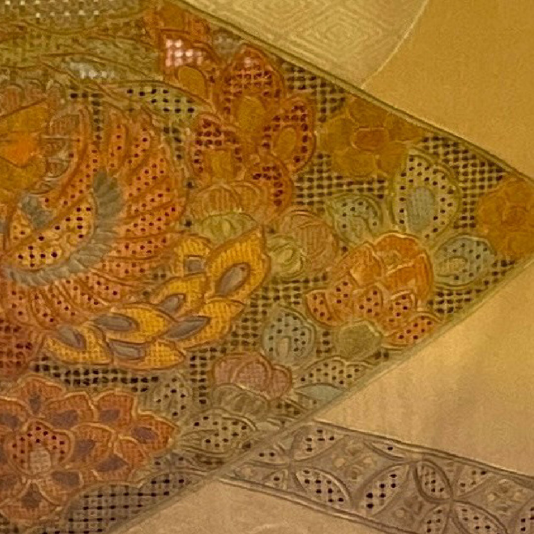 Homongi (formal kimono) Length 159cm Sleeve length 62cm Shantou embroidery Sagara embroidery Ochre Pure silk A rank Yellow 1112001463323