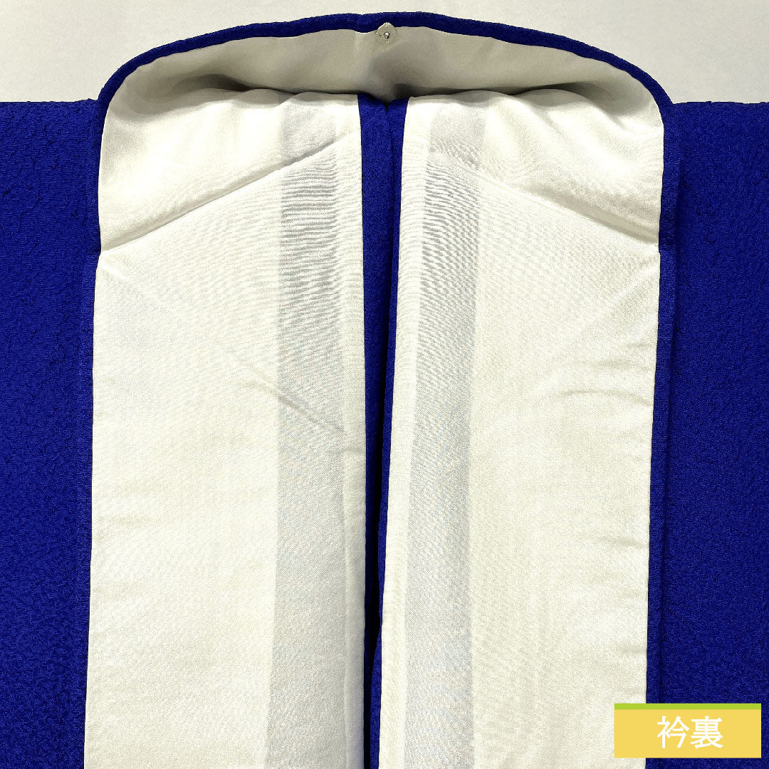 色無地 正絹 身丈160cm 裄丈65cm 桔梗色(ききょういろ) 一つ紋 五三桐 単衣 Sランク 紺系 1114001612418