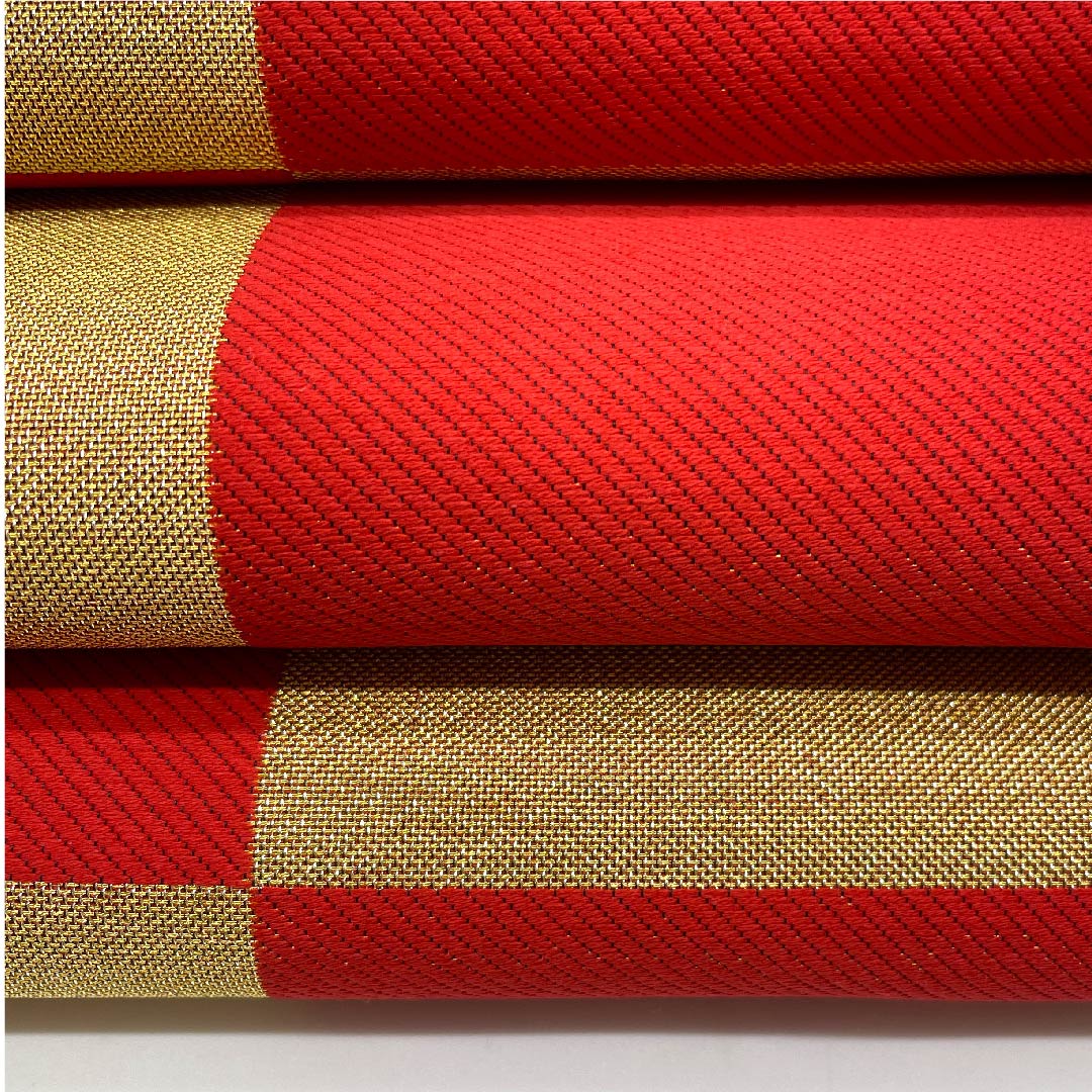 袋帯 金色 振袖用 市松 帯丈440cm 正絹 Sランク 六通 フォーマル 金系 1123006212321