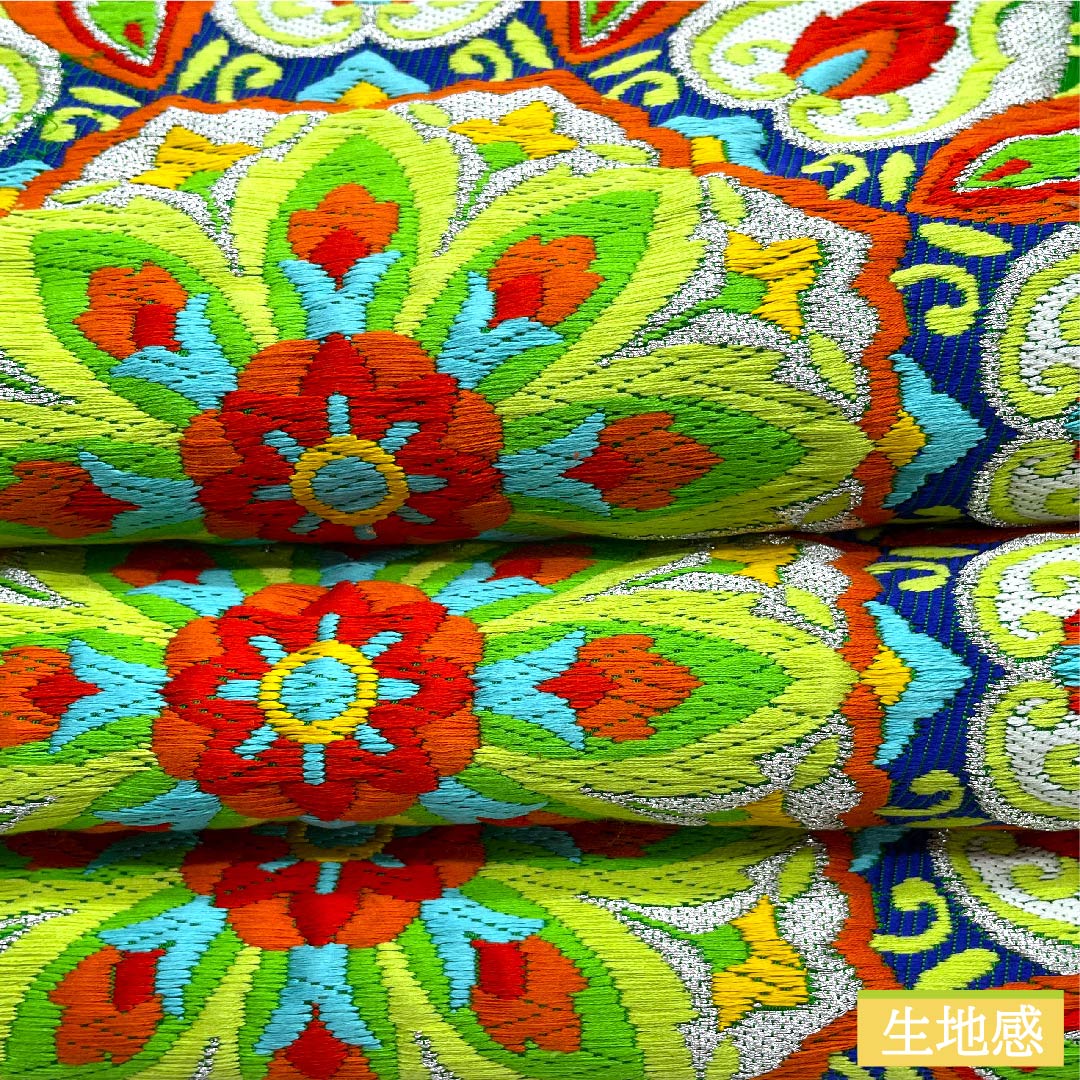 袋帯 緑色 宝相華 帯丈418cm 正絹 Sランク 六通 フォーマル 緑系 1123010362319