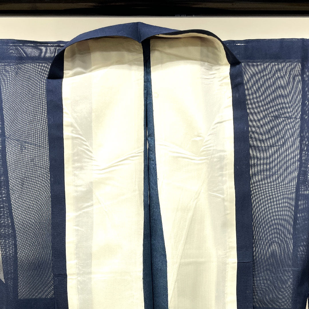 夏物 正絹 色無地 身丈155cm 裄丈65.5cm 濃紺色(のうこんいろ) 流水 紗 Sランク 紺系 1132000992318