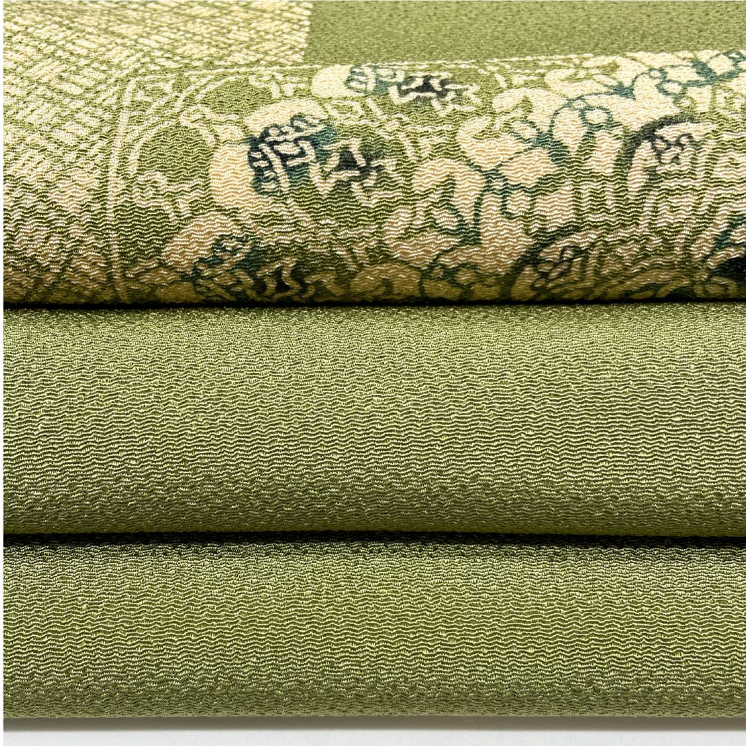 名古屋帯 麹塵色 草木染 抽象模様 帯丈379cm 正絹 美品 ポイント柄 カジュアル 緑系 1124004022319 名古屋仕立て