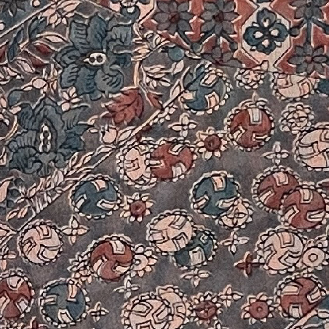 小紋 身丈160cm 裄丈64cm 袷 更紗柄 正絹 Sランク 紫系 1115000202320