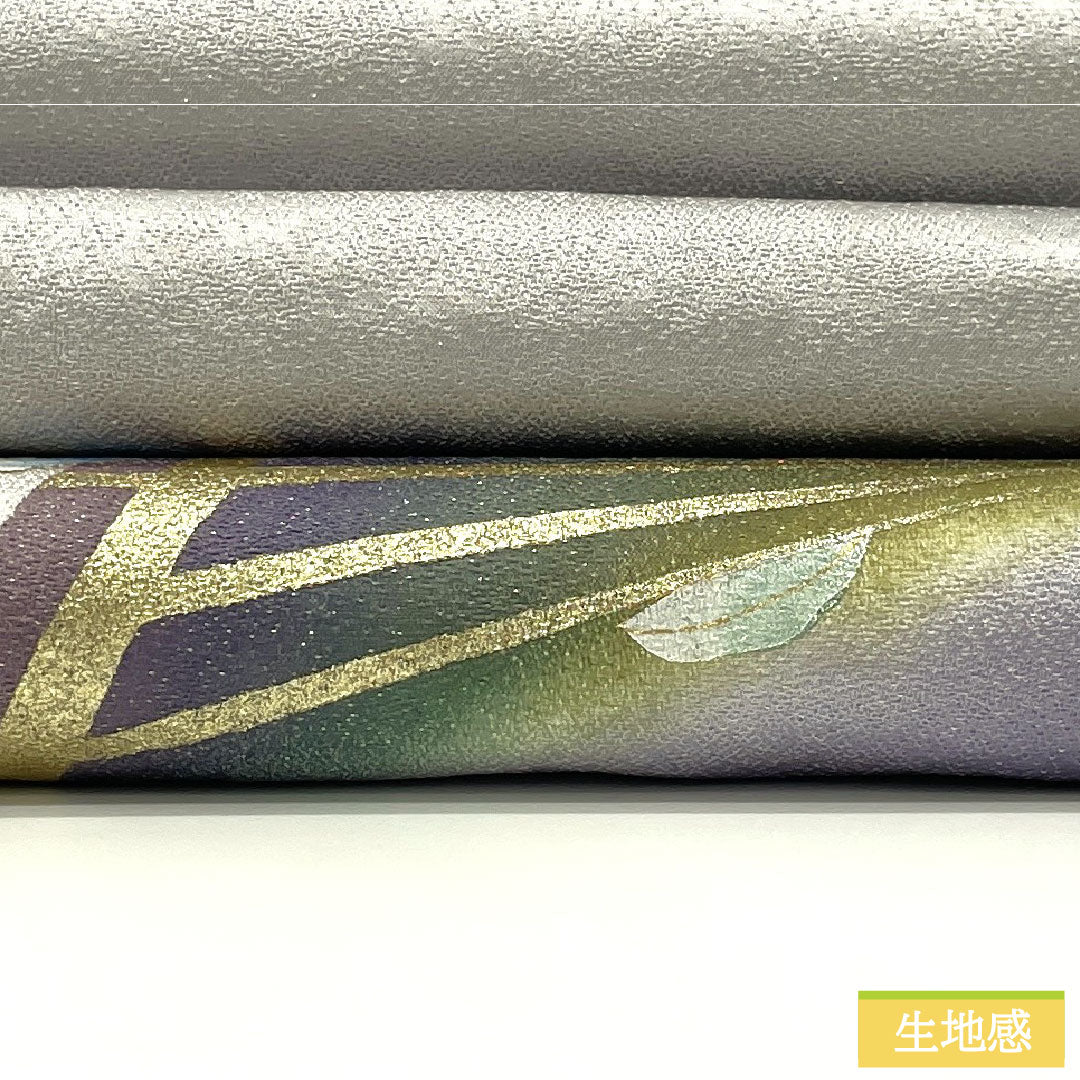 Fukuro Obi Silk A Rank Dyed Obi Umbrella Petals Silver Thread Obi Length 448cm Partial Pattern Semi-formal Gradation Color 1123017383399