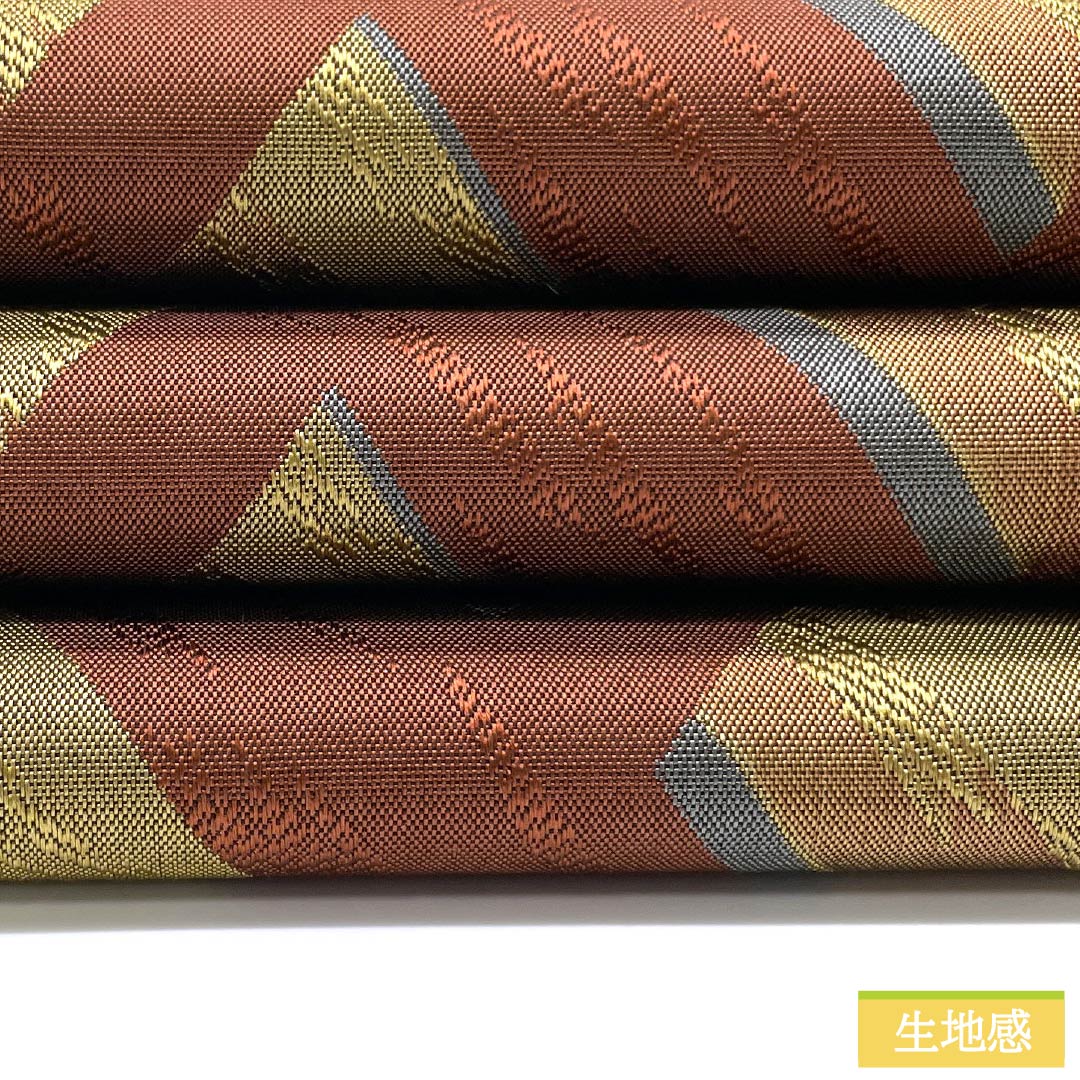 袋帯 正絹 紅海老茶色(べにおびちゃいろ) 菱模様 帯丈430cm Sランク 全通 カジュアル 朱系 1123013172316