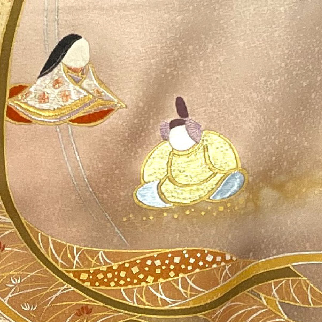 訪問着 袷 身丈160cm 裄丈65cm 桜色 人間国宝 福田喜重 人物模様 正絹 Sランク ピンク系 1112001512413