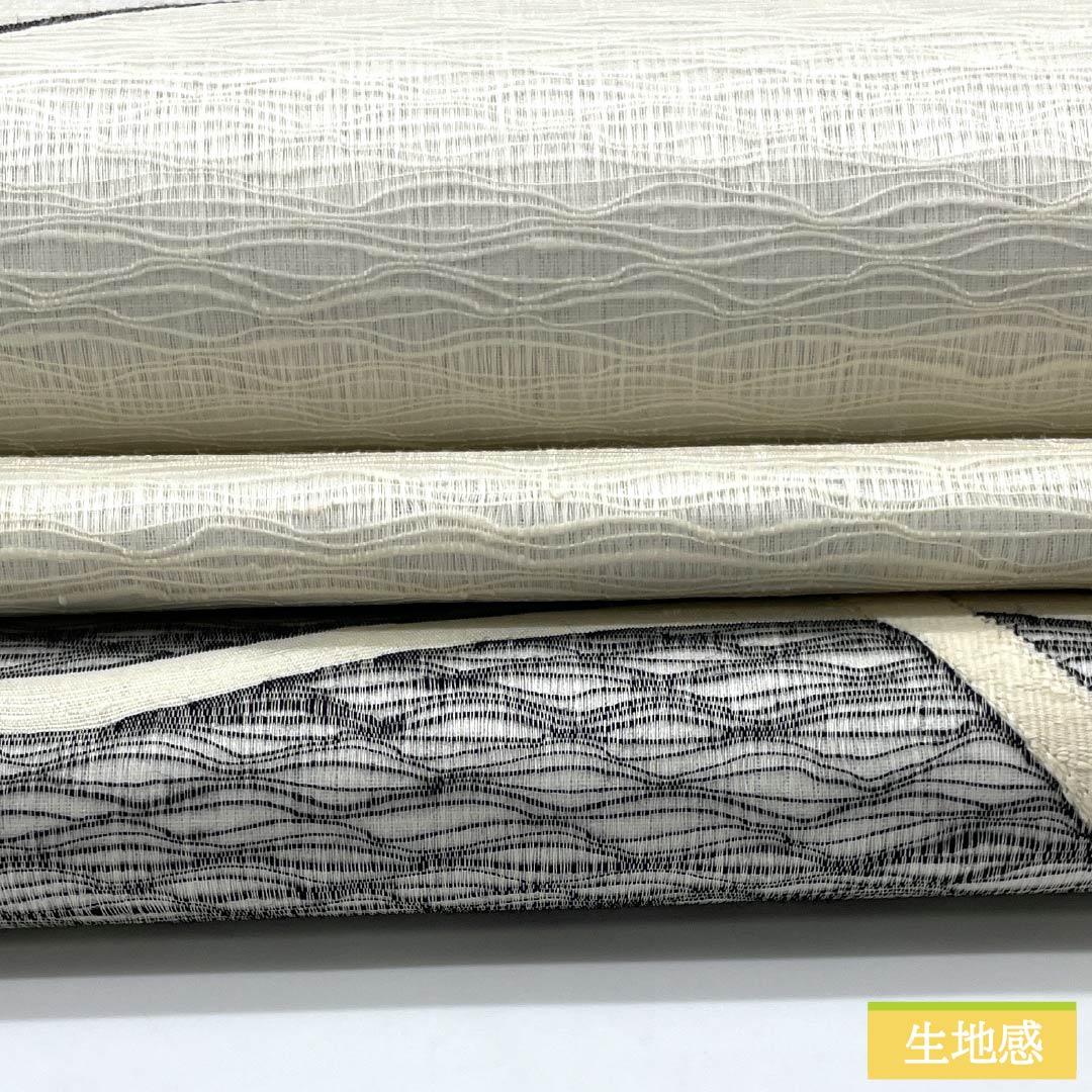 袋帯 正絹 生成り色(きなりいろ) 櫛織 抽象模様 帯丈444cm Aランク ポイント柄 カジュアル モノトーン 1123012343327